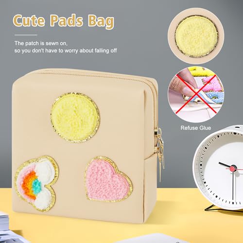 Image of airogym Period Bag for Women, Sanitary Napkin Storage Bag, Functional PU Leather Sanitary Pad Bags for Panty Liners, Tampons, Menstrual Cup Pouches, Sanitary Pads Organizer