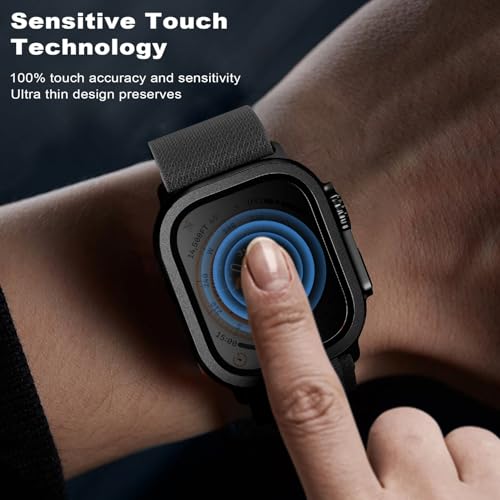 Image of WSKEN for Apple Watch Ultra 3 / Ultra 2 Screen Protector 49mm, [26 Degree Privacy] Titanium Alloy Frame + 9H Tempered Glass, [Touch Sensitive] Lightweight Protective Glass Film for iwatch Ultra 2 Pack
