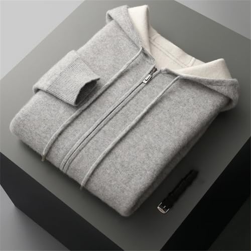 Men's Solid Color Winter Cashmere Knitted Cardigan Hooded Sweater Casual Long Sleeved Sweater3