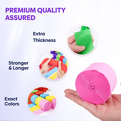 Image of 12 Rainbow Streamers, 984ft Pack of Crepe Paper Party Decorations