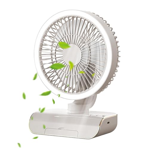 Fogukier Ventilador de mesa oscilante, ventilador portátil - 5 velocidades Ventilador de batería pequeña con control remoto | Suministros de viajes recargables de 2000mAh, enfriador de aire para