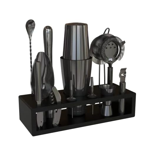 13-Piece Boston Cocktail Shaker Bar Set Gunmetal Plated Bartender Kit Cocktail Shaker Set Black Cocktail Kit with Mixology Bartender Kit Bar Accessories Bartending Kit Cocktail Set With Shaker