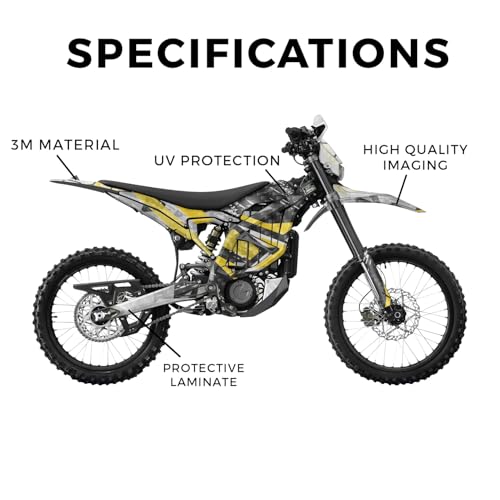 Image of Carbon Fiber Surron Ultra Bee Graphics Kit Wrap - Grunge Star Yellow - Sur-Ron Skin - Premium 3M Vinyl Protective Wrap Decal Cover - Easy to Apply | Crafted in The USA by MightySkins
