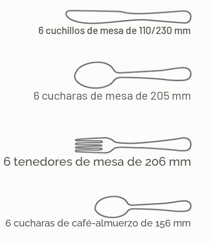 Miniatura 2 de Arcos Serie Capri - Cubertería de 24 piezas en una Caja de Regalo (6 cuchillos + 12 cucharas + 6 tenedores) - Monoblock de una pieza en Acero Inoxidable Color Plata