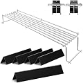 QuliMetal Stainless Steel Warming Rack and 7621 Porcelain Enameled Flavorizer Bars for Weber Genesis 300 310 E310 E320 E330 S310 S320 S330 Grills with Front Controls, Replacement for Weber 7620, 7621,
