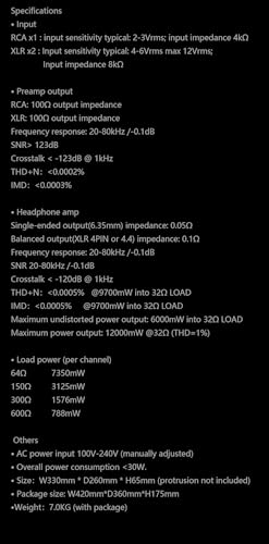 Image of Gustard H26 Fully Balanced Discrete Headphone Amp Pre-Amplifier 6.35mm /4.4mm Balanced /4-Pin-XLR Headphone Output with Remote Control(Silver)