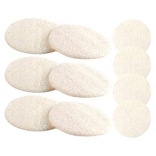 VINTORKY Esponjas Exfoliantes Corporales de Lufa 10 Unidades, Almohadillas Naturales para Limpieza Facial Profunda, Control de Grasa y Desmaquillado, Tamaño 5.5 Cm, para Cuidado Diario