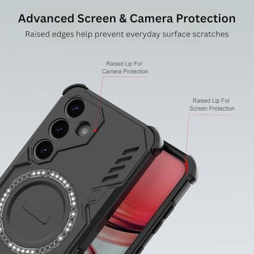 Image of Back Cover Case for Samsung Galaxy S25 FE 5G | 360 Protection Mobile Phone Case | Mag-Safe | Camera Protection | Samsung Galaxy S 25 FE Back Cover | Samsung Galaxy S25FE 5+G - Black TPU+PC