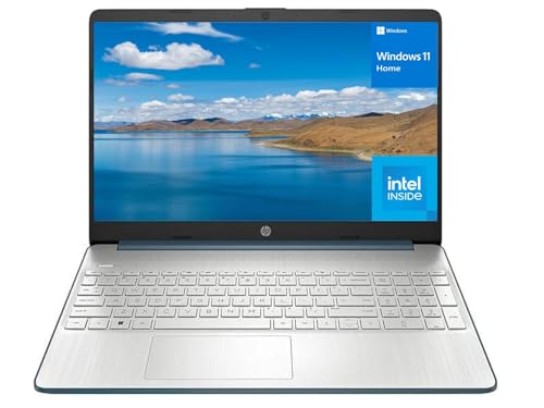 Image of hp 15.6 inch Portable Laptop, HD Display, Intel Quad-Core Processor, 16GB RAM, 128GB Storage, Wi-Fi 6, Webcam, HDMI, Numeric Keypad, Windows 11 Home, Blue