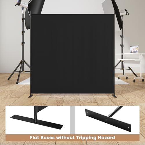 Image of C-Hopetree 1 Panel Room Divider, 6 Ft Tall Indoor Folding Privacy Screen, Portable Partition Separator, Freestanding Separation Temporary Wall for Office, Bedroom, 71 inch W X 71 inch H, Black