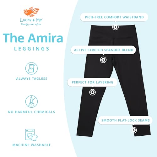 Lucky & Me | Amira Girls Leggings | Tagless | Full Length, Wide Waistband | 3-Pack2