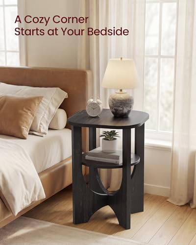 Image of VASAGLE Side Table, 2 Tier Small Accent End Table, Nightstand with Lower Shelf for Small Spaces, Living Room, Bedroom, Charcoal Gray ULET233B101S