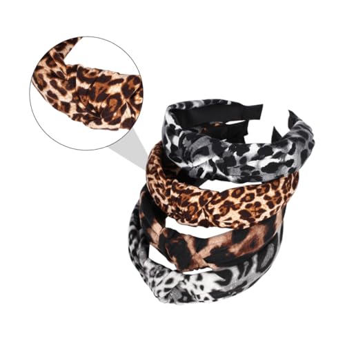FRCOLOR 4個ヒョウ柄ヘアバンド シックなヘアアクセサリー エレガントなヘッドラップ 女性用 ヘアバンド 着け心地快適 パーティー コスプレ 自撮り小道具に 髪を守る設計