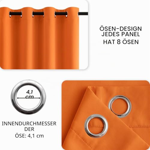 MIULEE Verdunklungsvorhänge Thermovorhang mit Ösen Blickdicht Orange – Ansicht 6