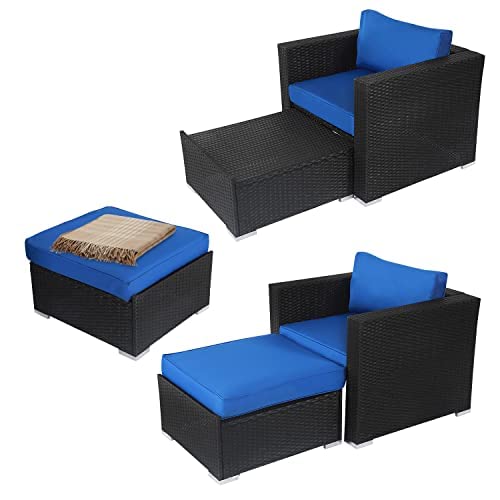 Kinsunny Wicker Furniture Set Pe Wicker Rattan Outdoor All Weather Cushioned Sofas And Ottoman Set Lawn Pool Balcony Conversation Set Chat Set #TOP4