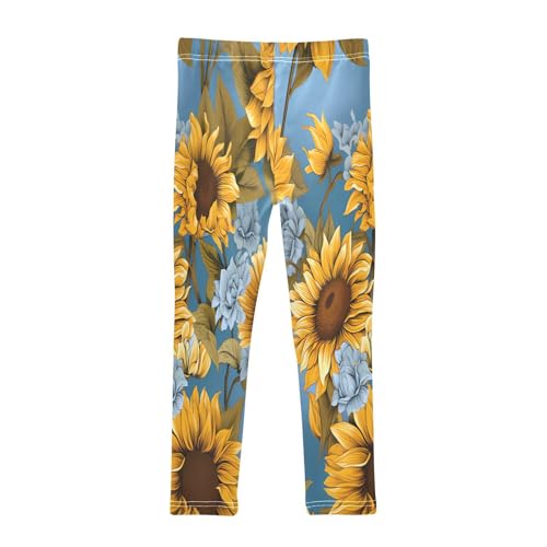 Bolaz Toddler Girls Leggings Printed Yoga Pants Leggings Blue Sunflower for Kids2