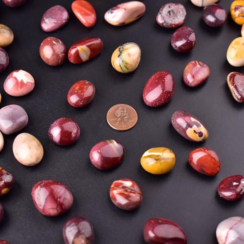Image of Mookaite Jasper Healing Crystal Stone Set - 24 Pieces, 0.6 inch Natural & Polished Stones for Healing, Meditation, Reiki, Chakra, Crafting & Decoration