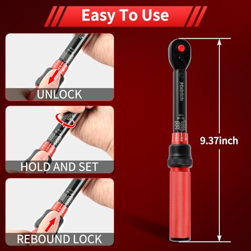 Image of Hairich 1 /4-Inch Torque Wrench, Dual-direction Small Torque Wrench 20-220in.lb /2.3-24.9Nm, 72 tooth High Precision Professional with Dual Range Scales