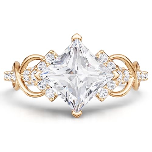 Moissanite Engagement Rings for Women, 1.4CT Princess Cut Moissanite Ring for Women 925 Sterling Silver Wedding Bands Promise Rings for Her Anniversary Wedding Ring Size 3-10