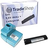 ✅ 𝐒𝐄𝐓-𝐀𝐍𝐆𝐄𝐁𝐎𝐓: Praktisches 2in1 Set von Trade-Shop: Ersatz-Akku 9,6V / 3000mAh / Ni-MH Akku + passendes 1,5A Schnelladegerät