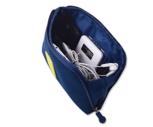 UQueen Fashion Creative Business Travel Multifunctional Shockproof Digital Storage Bag Charger Headset Data Cable Makeup Mobile-phone Case (Blue)