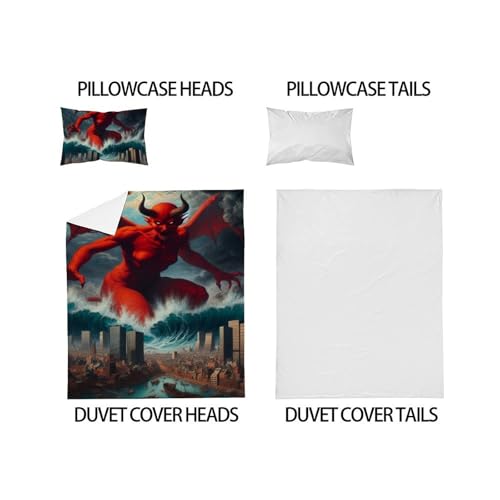Parure de lit horreur 135x200 cm avec fermeture éclair pratique Rouge Devil