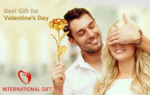 INTERNATIONAL GIFT Golden Rose and Love Stand and Beautiful Carry Bag (Golden)-image-5