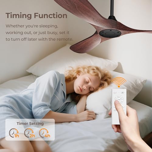 Obabala 52 Inch Ceiling Fan Without Lights, Walnut Finish | Outdoor Ceiling Fan with Remote, 6-Speed Adjustable Reversible DC Motor for Patio & Living Room by Obabala - Image 5