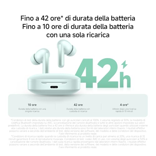 Xiaomi Redmi Buds 6, Cuffie Bluetooth, Design a doppio Driver, Cancellazione attiva del rumore, Doppio Microfono con AI integrata, Batteria a lunga durata fino a 42 ore, Comandi Touch, Nero - 9