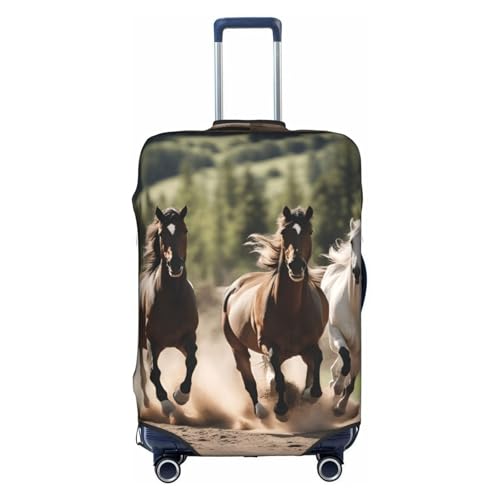 Cvnbmakk 3匹の走る馬 プリント 旅行用荷物カバー、防水防塵保護カバー 18~32インチのスーツケース用, ホワイト。, Small