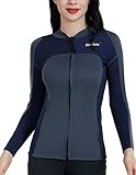 Womens Wetsuit Top, 1.5mm Ladies Long Sleeve Neoprene Wetsuit Jacket Tops for Swimming Water Aerobic