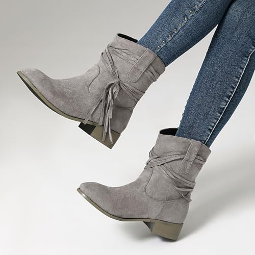 Bottines en daim légères et confortables avec talon bas stable - 4