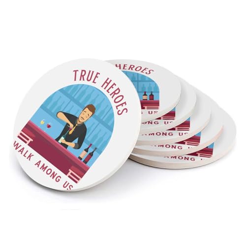 Sous-verre céramique True Heroes au design bartender durable
