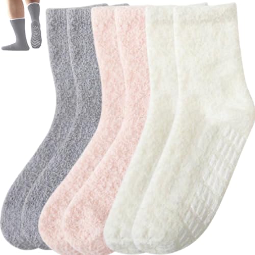 Cutiolly Calcetines Calentitos Mujer,Regalo Noel para Mujeres,3 Pares Calcetines Invierno Antideslizantes para Mujer,Invierno Calcetines Termicos Polar para Casa Dormir Cama Calcetines Navidad