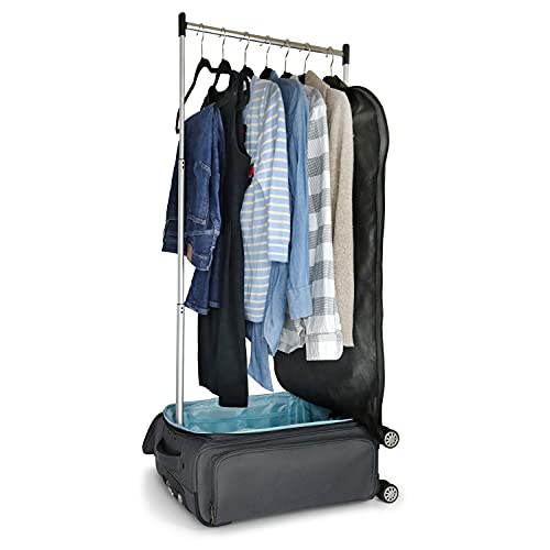 Travolution Garment Rack Carry-on with Spinner Wheels, Expandable Softside Travel Luggage, Rolling Upright Luggage, Medium 22-Inch, Gray