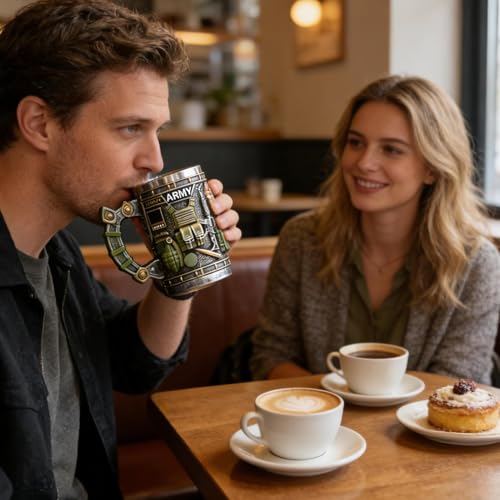 Vaisselle de boisson esthétique militaire et tasses à café originales haute capacité - 3