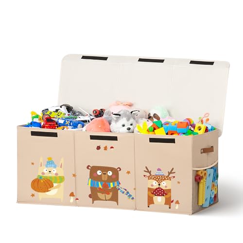 ADEHMDA Toy Chest, Large Toy Box with Lid, Collapsible Sturdy Toys Storage Organizer Bins for Kids, Girls and Boys, Nursery Room and Living Room, 39.5