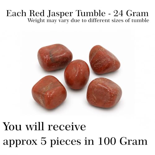 Image of Crystal Red Jesper Tumble Stone (100gm) Pebble Tumbled Gemstone for Reiki Healing Vastu Correction Gravels for Aquarium Home Decor Garden Table