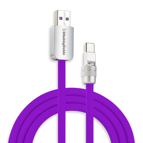 Image of chubbycable Chubby 2.0 Fast Charging Cable Durable Soft Silicone USB C Cable 120W Extra Thick Charger Cord Compatible with iPhone 17-15 Series iPad, Purple, USB-A to Type-C, 9.8 FT