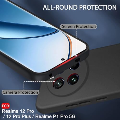 Image of TheGiftKart Sleek Back Cover Case for Realme 12 Pro / 12 Pro Plus 5G / Realme P1 Pro 5G | Slim Fit Protective Design | Camera Protection Bump | Soft Back Cover Case for Realme 12 Pro (Silicone, Black)