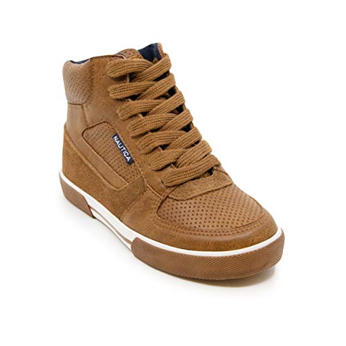 Nautica Kids Horizon Sneaker-Lace Up Fashion Shoe- Boot Like High Top-Horizon-Tan-1