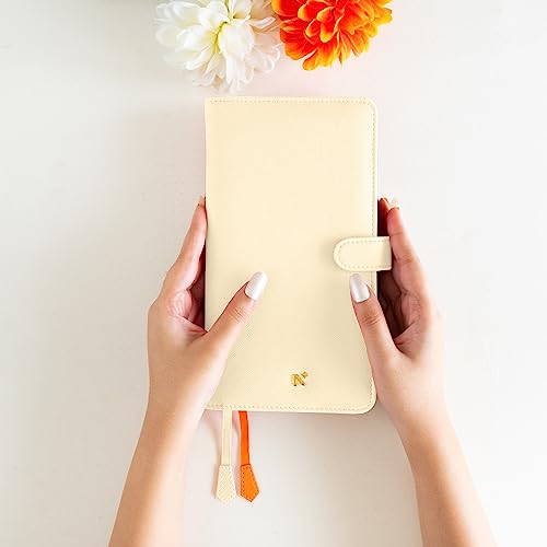 Image of NEORAH- PETITE Notebook SLEEVE with SNAP Button -[SLEEVE ONLY]|Vegan Leather|Office Diary Holder with Penloop|2 Front & 1 Back Pocket|4 Card Slots|2 BookMarks -Fits any PETITE Softcover - AFTERGLOW
