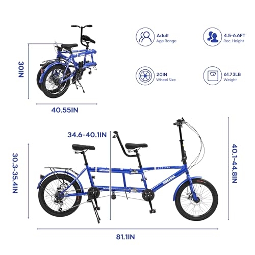 BGGFNZ Foldable Tandem Bike 20 Inch