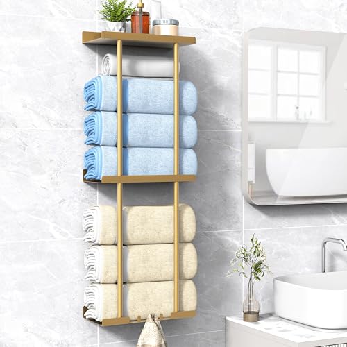 Liuoud Towel Rack for Bathroom, Wall Mounted Vertical Rolled Towel