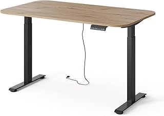 Vicco höhenverstellbarer elektrischer Schreibtisch Elevate, Schwarz/Artisan, 140 x 80 cm, 2 Motoren, 100 kg Tragkraft