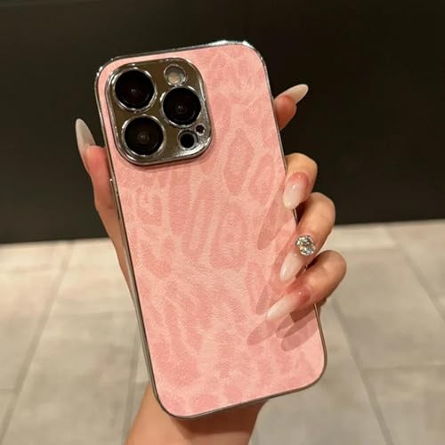 Coque iPhone 15 Pro métal rigide léopard anti-rayures