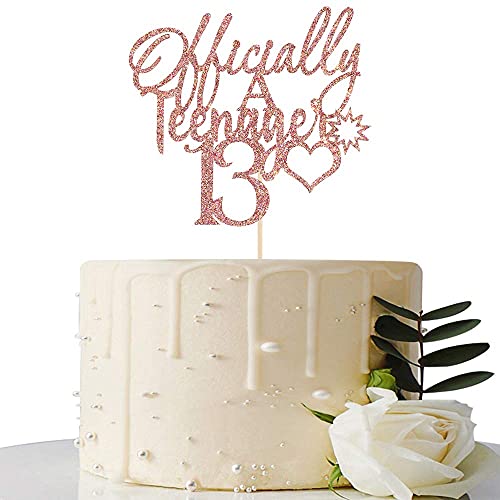 Image of FestikoRose Gold Glitter 13 Cake Topper - 13th Birthday Cake Decorations - 13th Birthday Party Decorations for Teens - Happy 13th Birthday Cake Topper