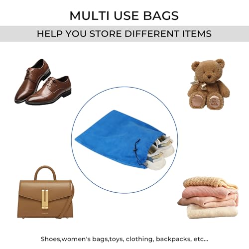 Image of LAKE OF FIRE 4-Piece Travel Shoe Bags for Packing, 17.7 inch x 13.8 inch Dustproof Shoe Bags with Drawstring Closure,Washable & Reusable(Blue)