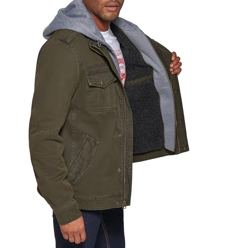 Image of Levi's Men's Washed Cotton Hooded Military Jacket (Regular & Big & Tall Sizes)