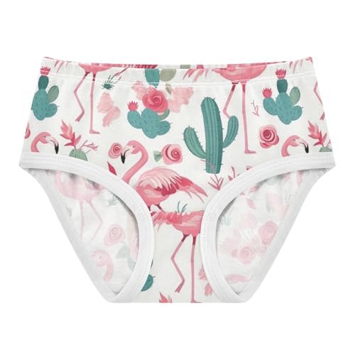 Wusikd Cute Pink Flamingos Girls' Underwear Cotton Cacti Roses Girls Briefs Soft Toddler Underwear 2T